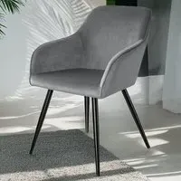 Marilyn Set of 2 Dining Chairs - Grey, Velvet