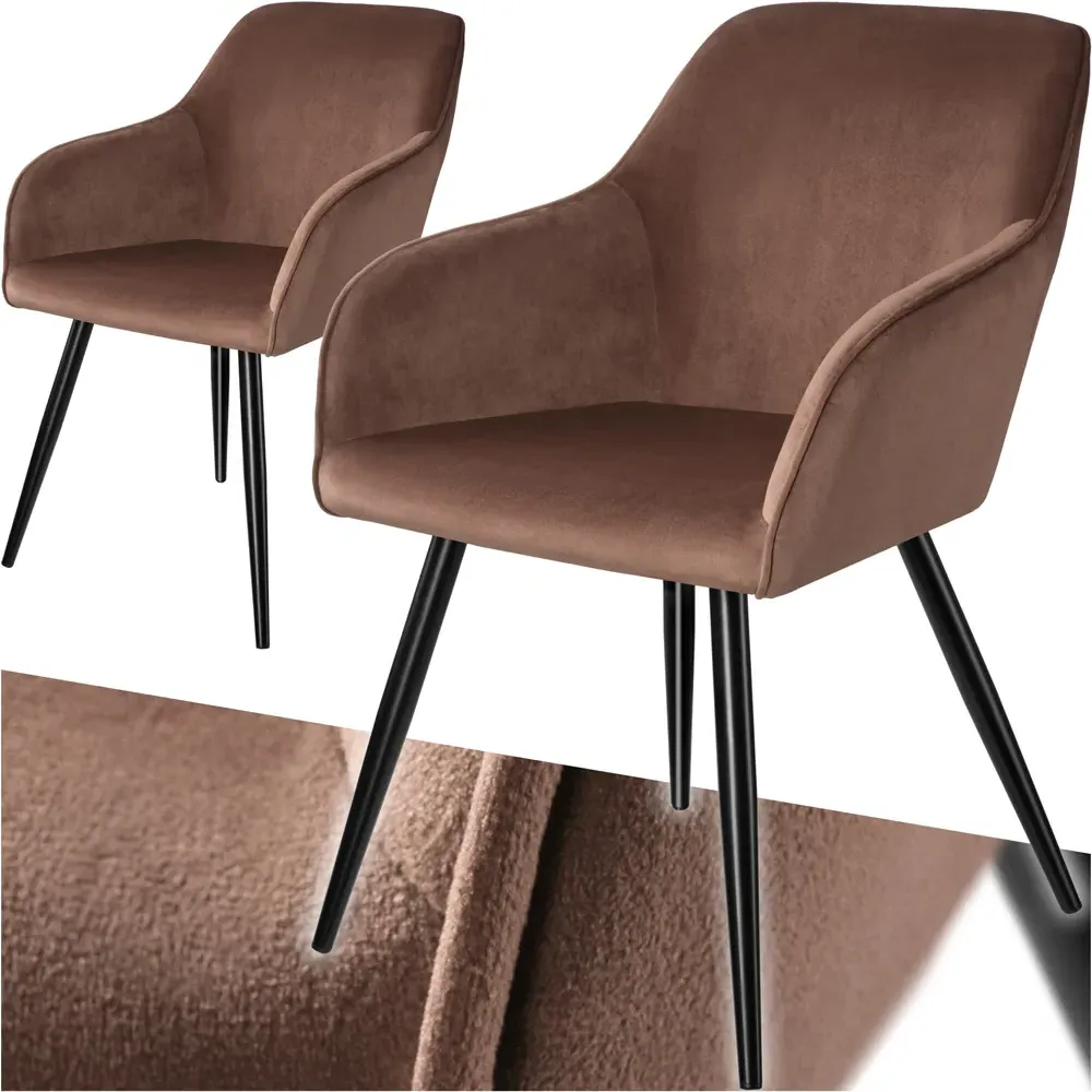 Marilyn Set of 2 Padded Dining Chairs - Brown, Velvet