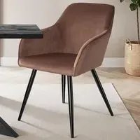 Marilyn Set of 2 Padded Dining Chairs - Brown, Velvet