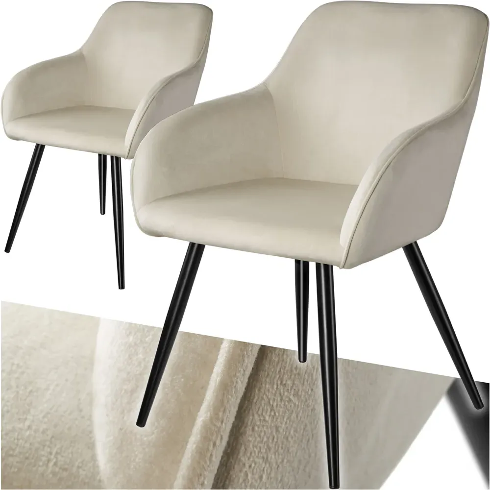 Marilyn Set of 2 Padded Dining Chairs - Cream, Velvet