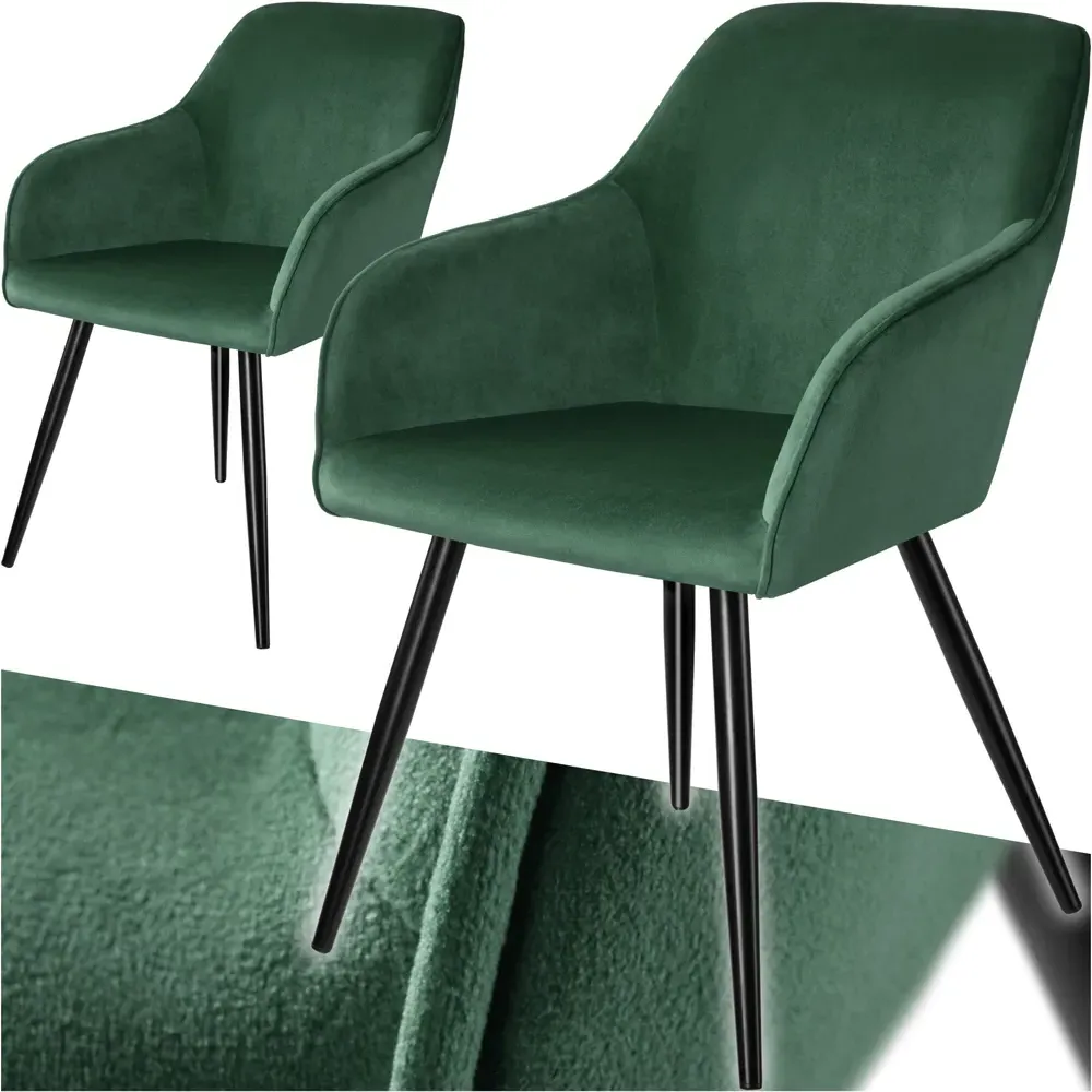 Marilyn Set of 2 Padded Dining Chairs - Green, Velvet