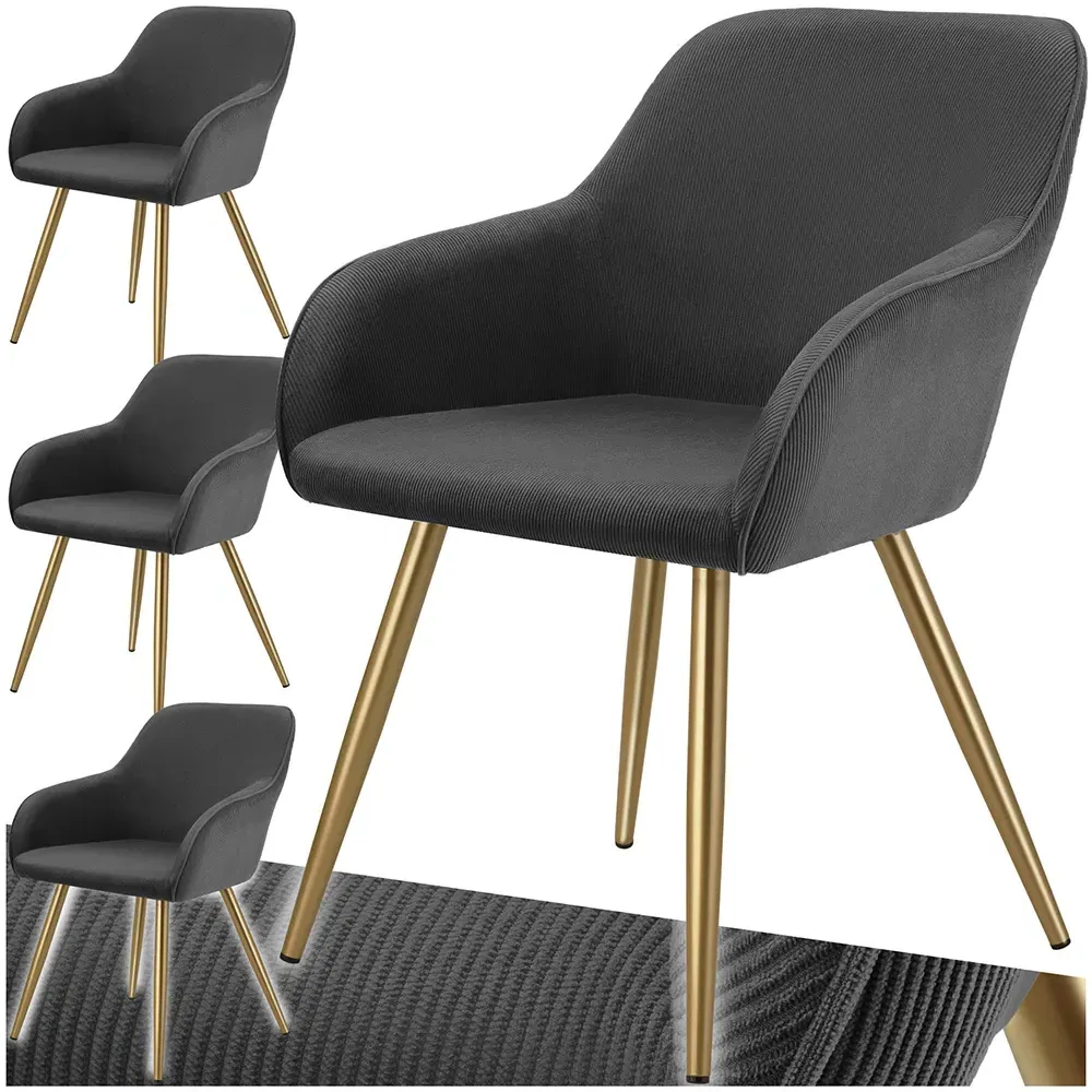 Marilyn Set of 4 Dining Chairs with Armrests - Anthracite