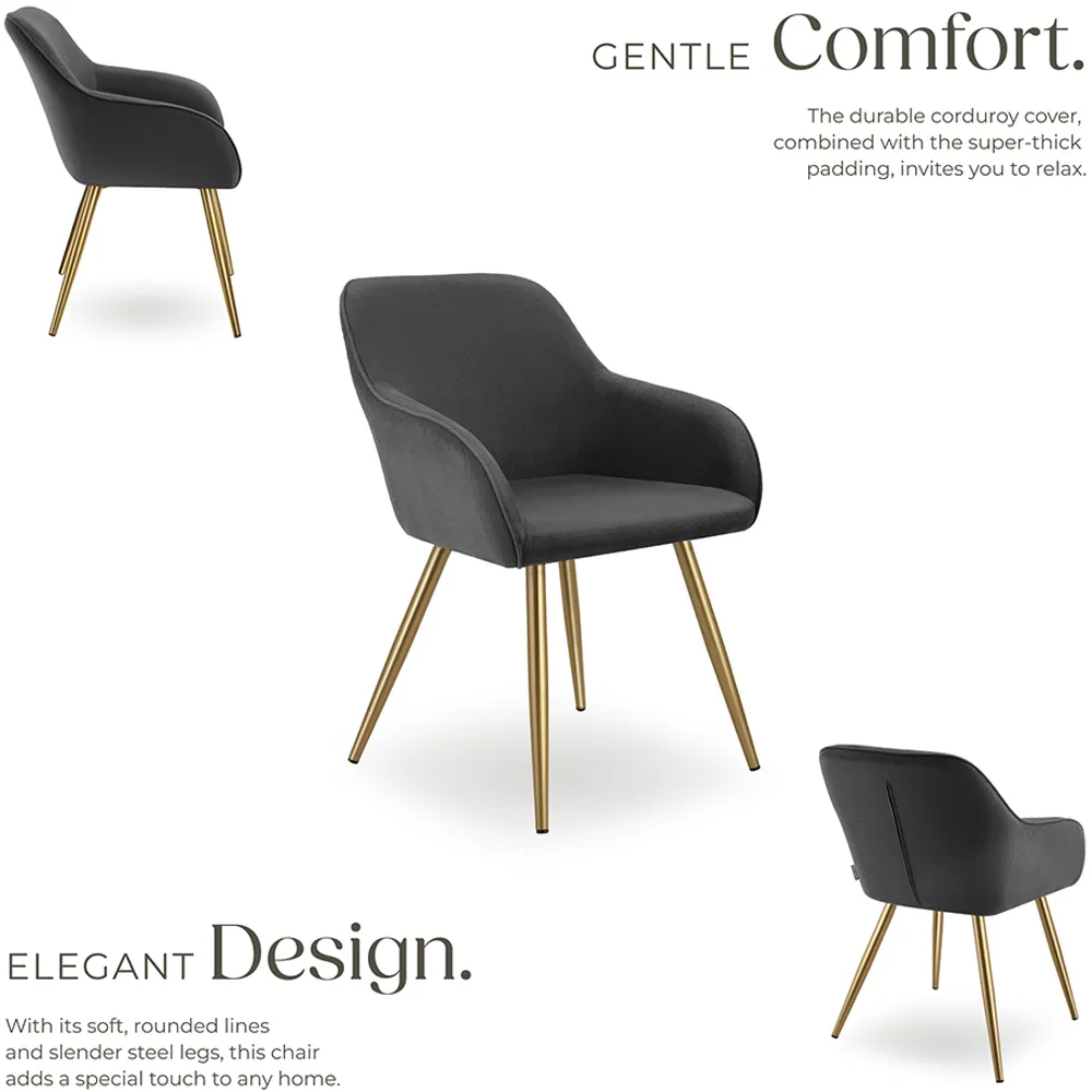 Marilyn Set of 4 Dining Chairs with Armrests - Anthracite