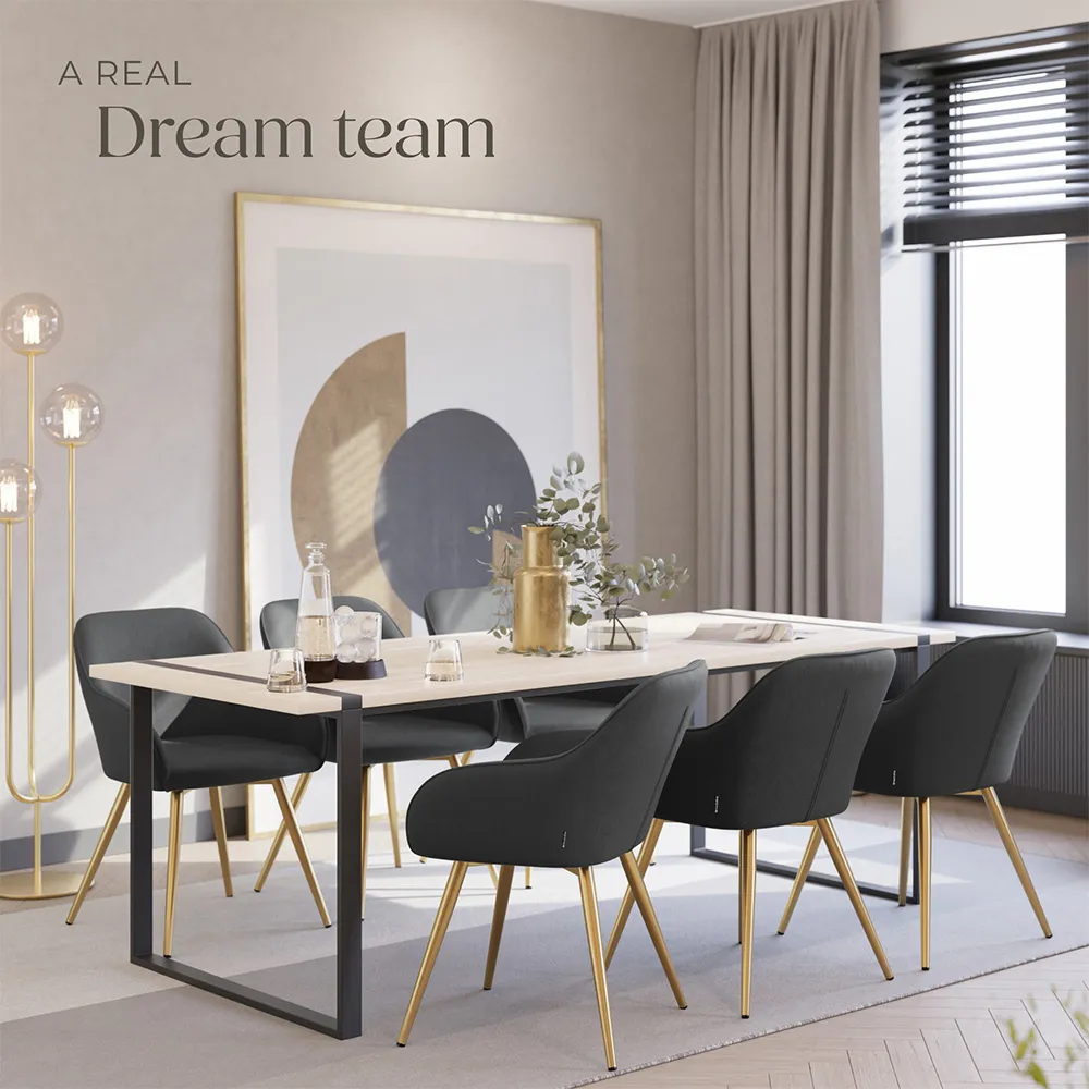 Marilyn Set of 4 Dining Chairs with Armrests - Anthracite