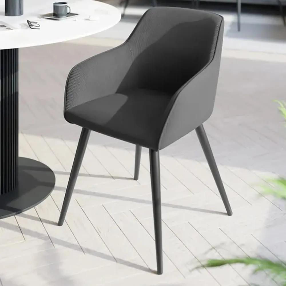 Marilyn Set of 4 Padded Dining Chairs - Grey, Corduroy