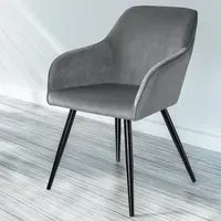Marilyn Set of 4 Padded Dining Chairs - Grey, Velvet