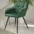 Marilyn Set of 4 Quilted Dining Chairs with Armrests - Green, Velvet
