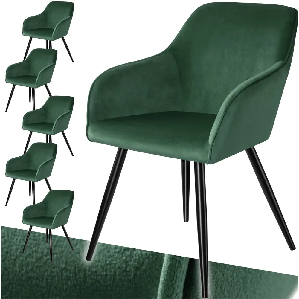 Marilyn Set of 6 Padded Dining Chairs - Green, Velvet