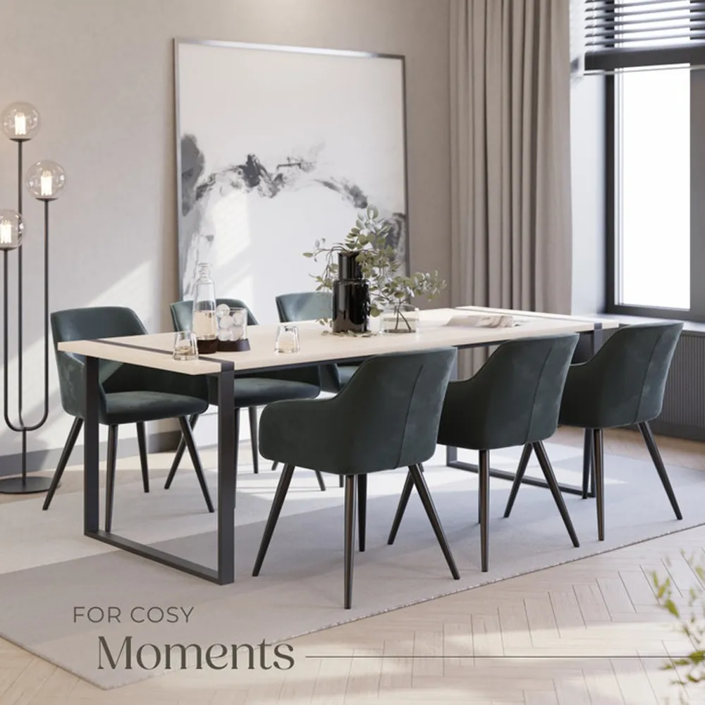 Marilyn Set of 6 Padded Dining Chairs - Grey, Velvet