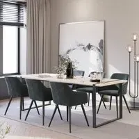 Marilyn Set of 6 Padded Dining Chairs - Grey, Velvet