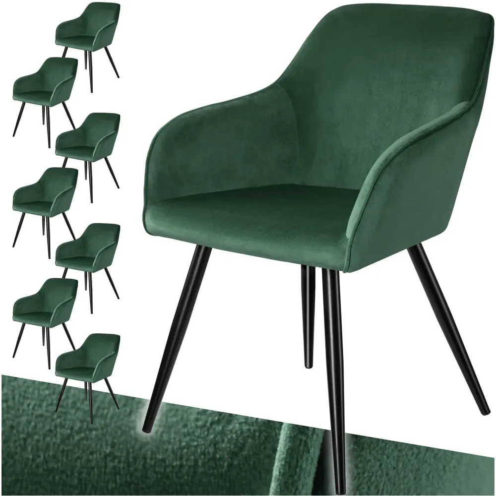 Marilyn Set of 8 Padded Dining Chairs - Green, Velvet