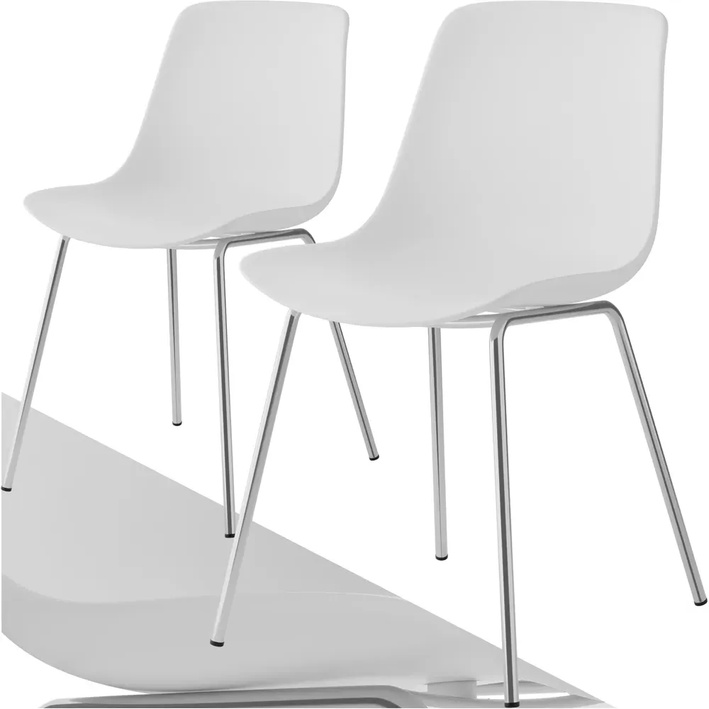 Mave Set of 2 Dining Chairs - White, Chrome