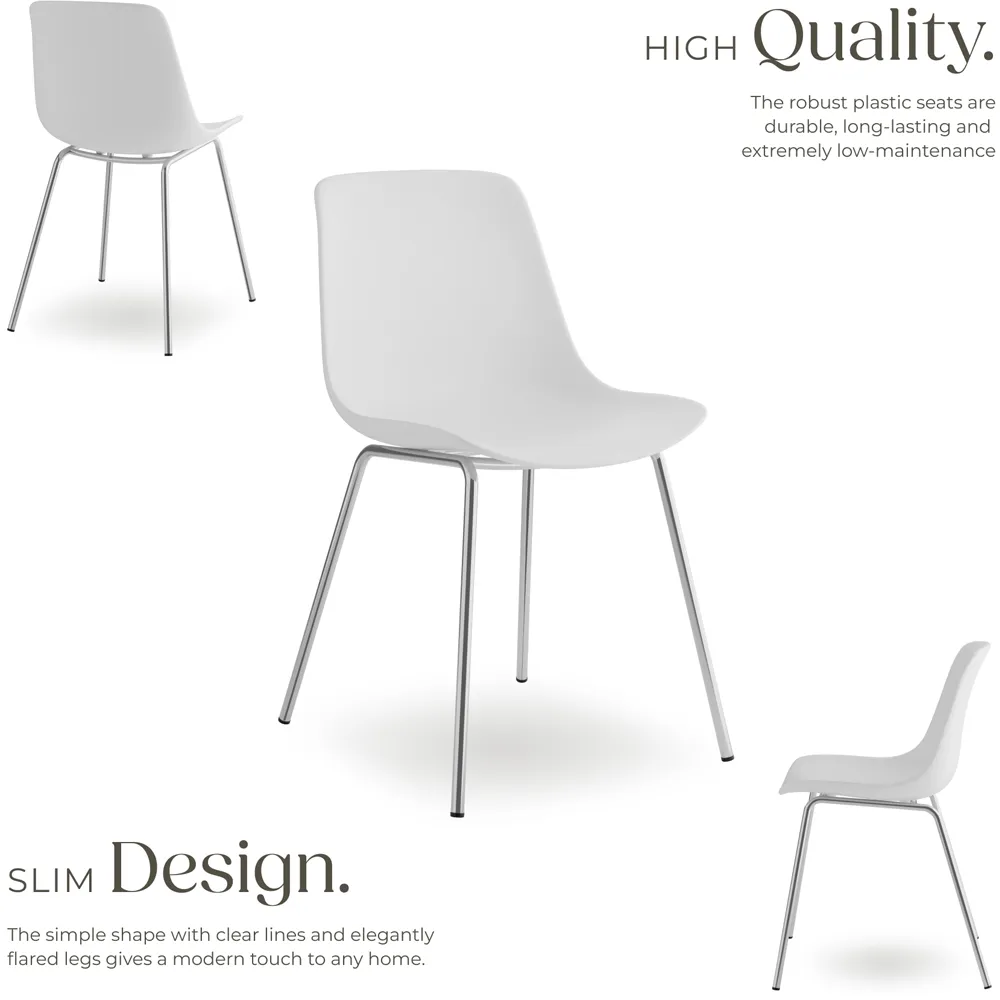 Mave Set of 2 Dining Chairs - White, Chrome