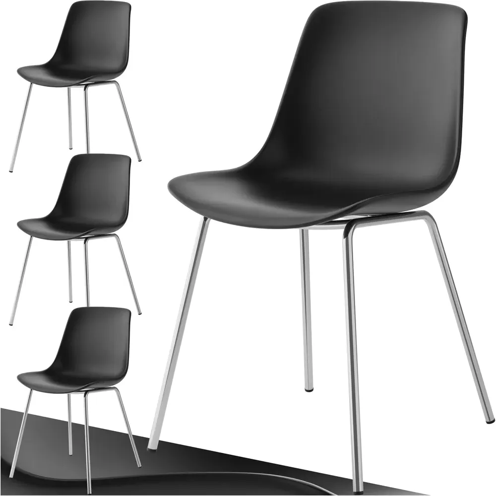 Mave Set of 4 Dining Chairs - Black, Chrome