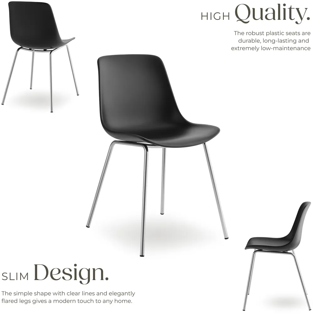 Mave Set of 4 Dining Chairs - Black, Chrome