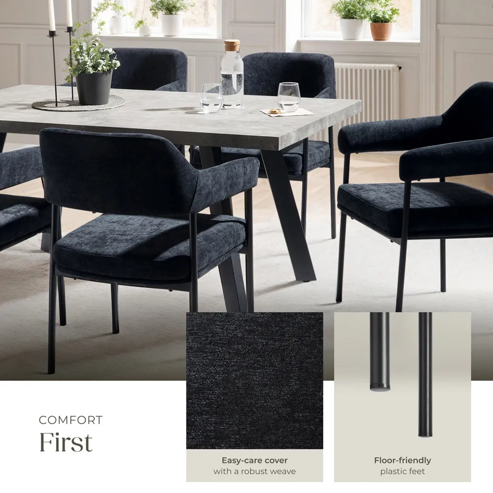 Mave Set of 4 Dining Chairs - Taupe, Chrome