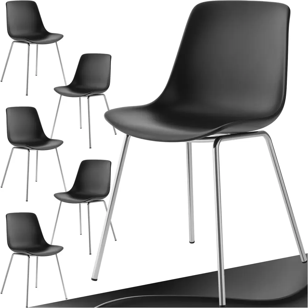 Mave Set of 6 Dining Chairs - Black, Chrome