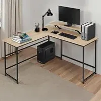 Melrose L-Shaped Corner Desk with Monitor Stand - Oak Sonoma