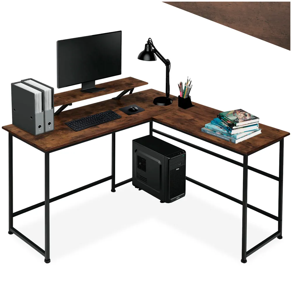 Melrose L-Shaped Corner Office Desk - Brown, Wood