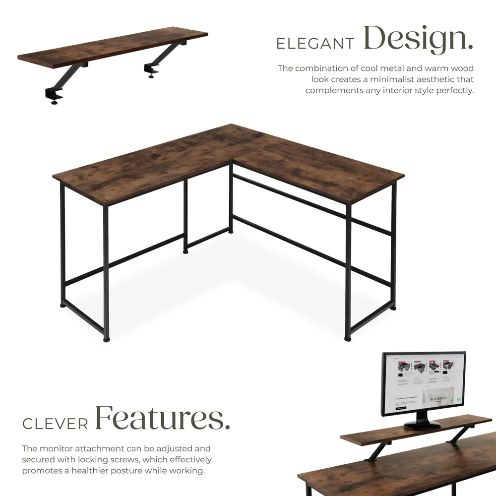 Melrose L-Shaped Corner Office Desk - Brown, Wood