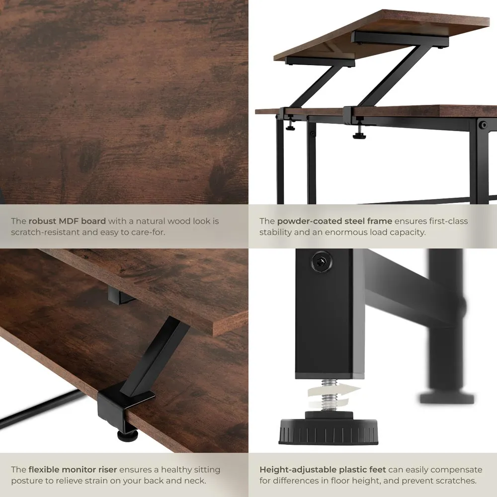 Melrose L-Shaped Corner Office Desk - Brown, Wood