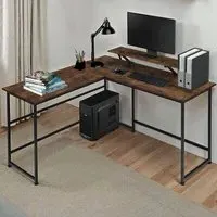 Melrose L-Shaped Corner Office Desk - Brown, Wood