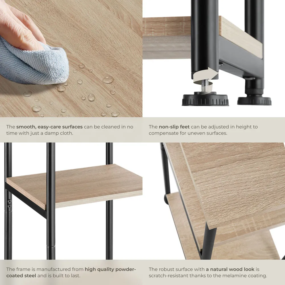 Memphis 2 Shelf Bedside Table - Brown, Oak