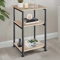 Memphis 2 Shelf Bedside Table - Brown, Oak