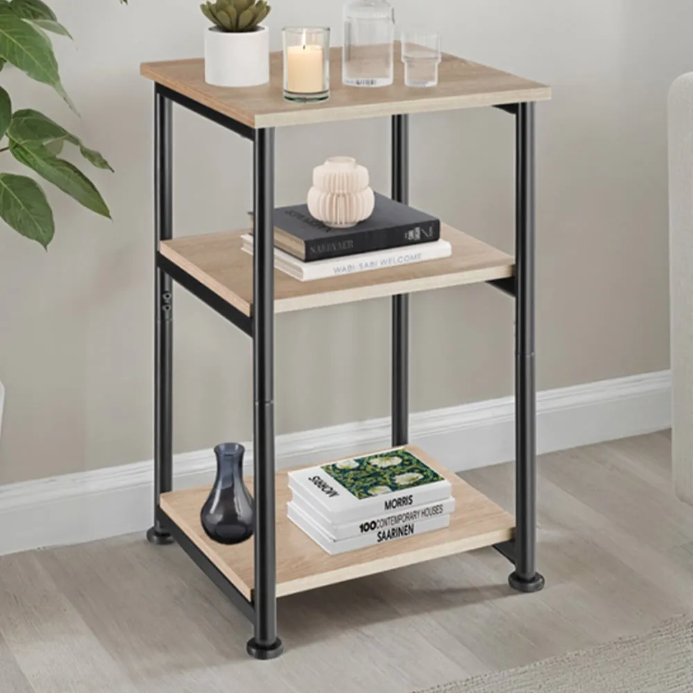 Memphis 2 Shelf Bedside Table - Brown, Oak image