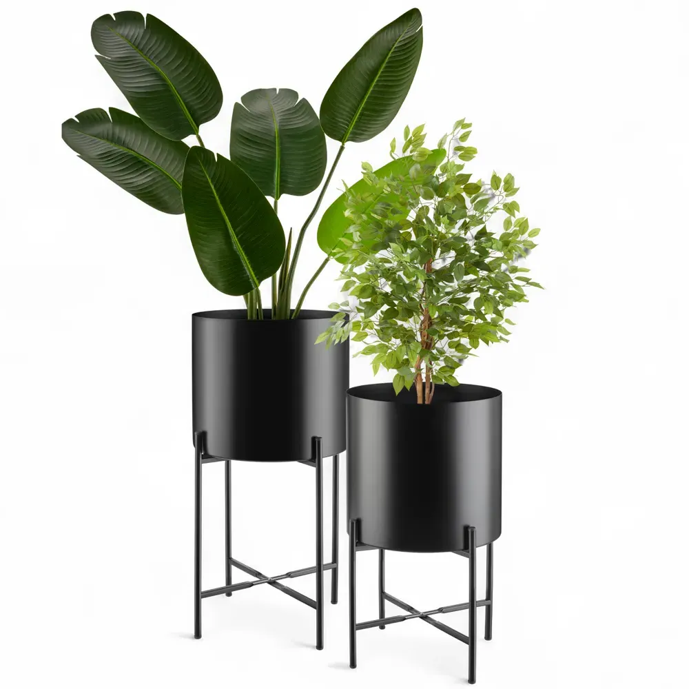 Mine Steel Plant Stand 2 Pack - Black