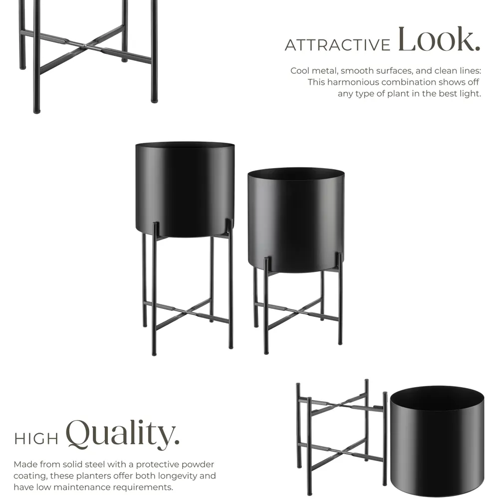 Mine Steel Plant Stand 2 Pack - Black