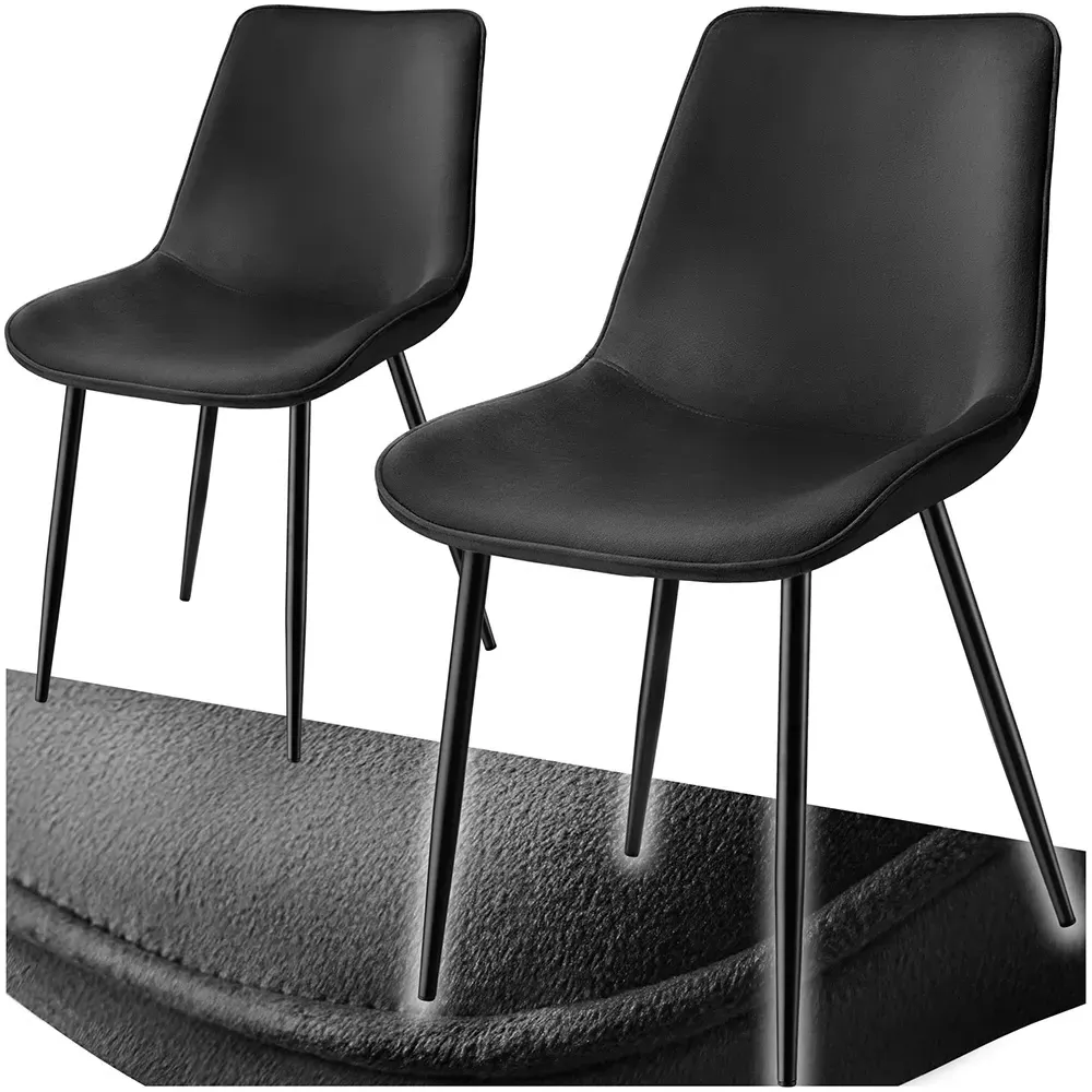 Monroe Set of 2 Dining Chairs - Black, Velvet