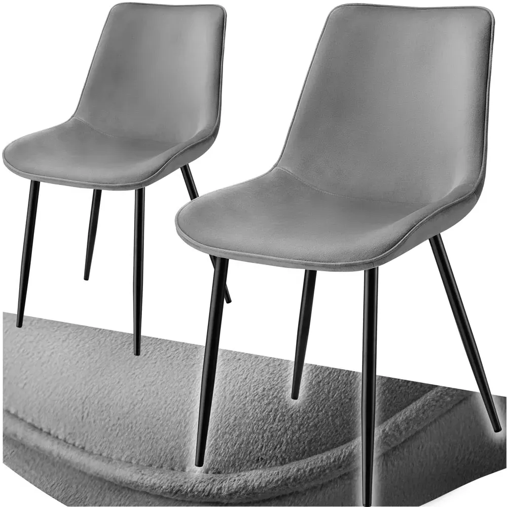 Monroe Set of 2 Dining Chairs - Grey, Velvet