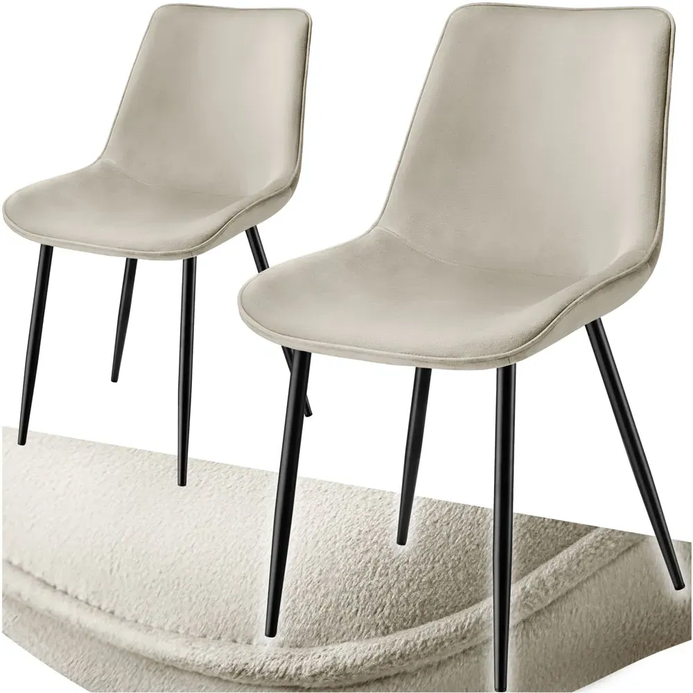 Monroe Set of 2 Padded Dining Chairs - Cream, Velvet