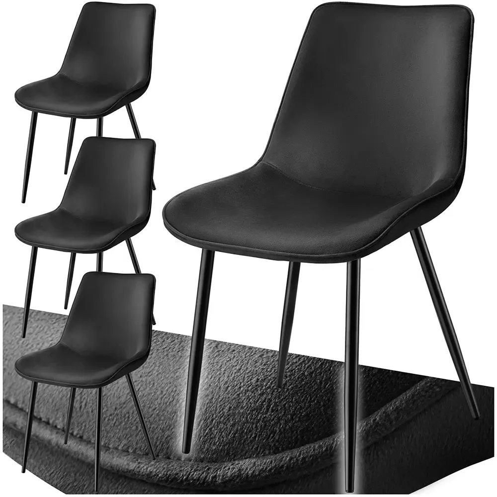 Monroe Set of 4 Dining Chairs - Black, Velvet