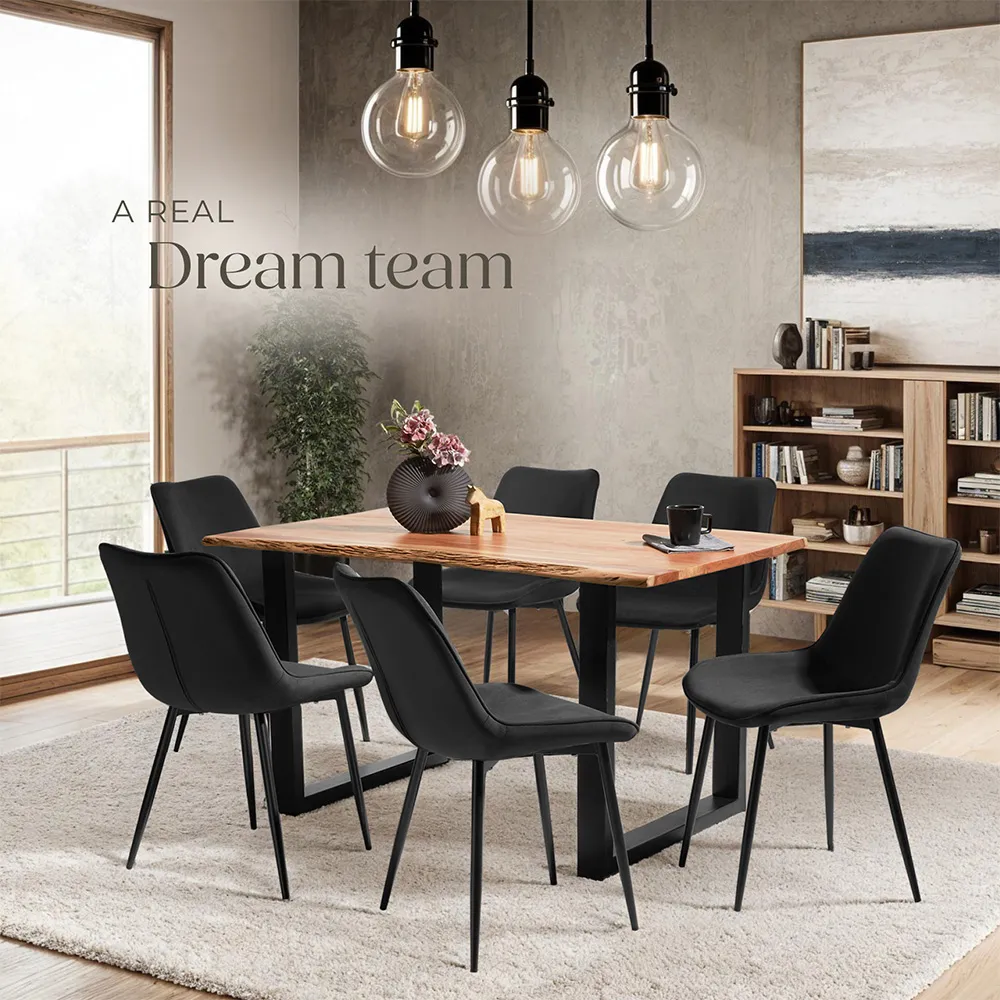 Monroe Set of 4 Dining Chairs - Black, Velvet