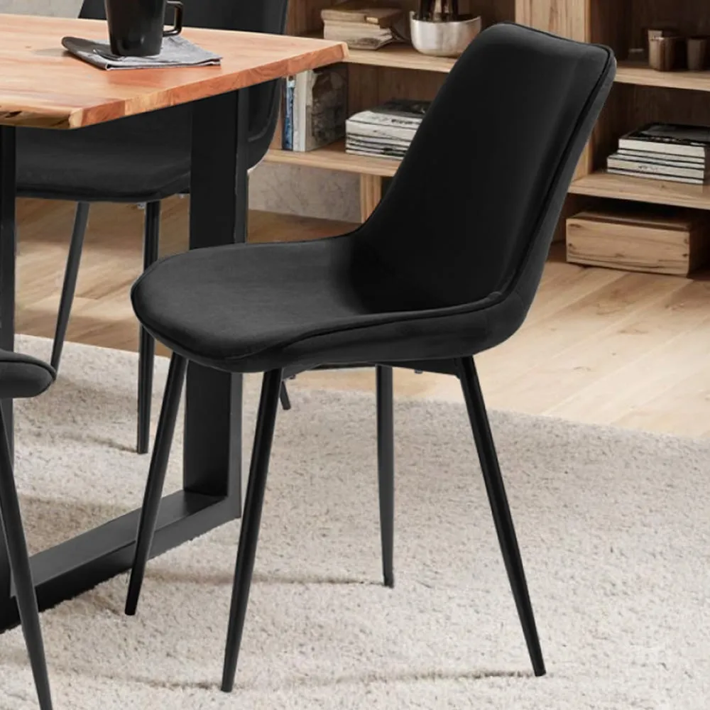 Monroe Set of 4 Dining Chairs - Black, Velvet image