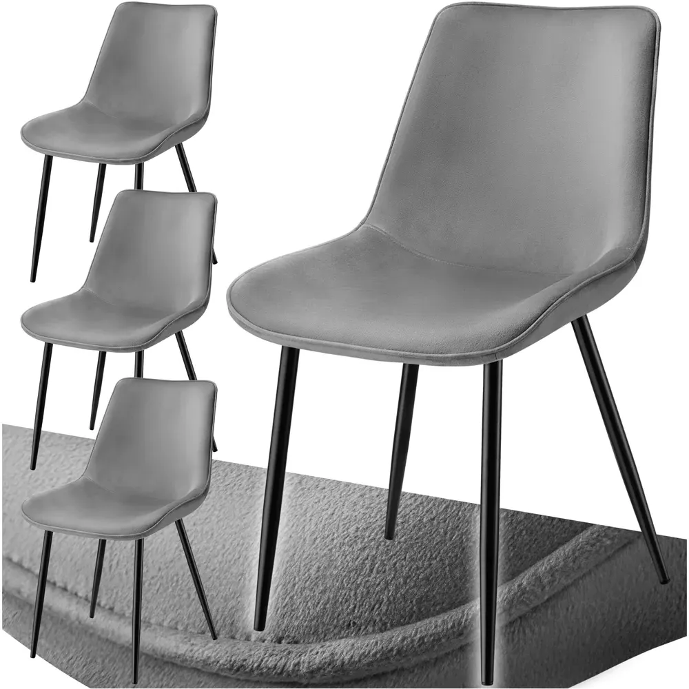 Monroe Set of 4 Dining Chairs - Grey, Velvet