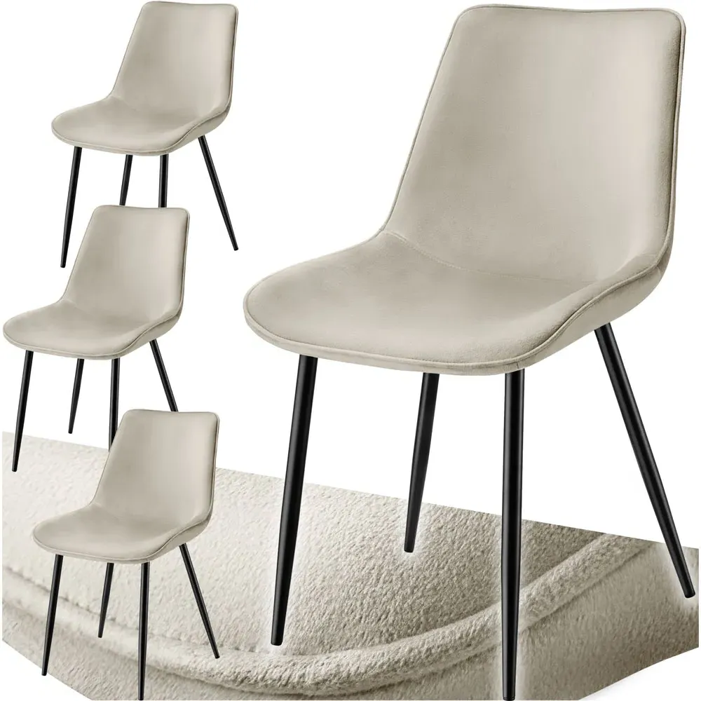 Monroe Set of 4 Padded Dining Chairs - Cream, Velvet