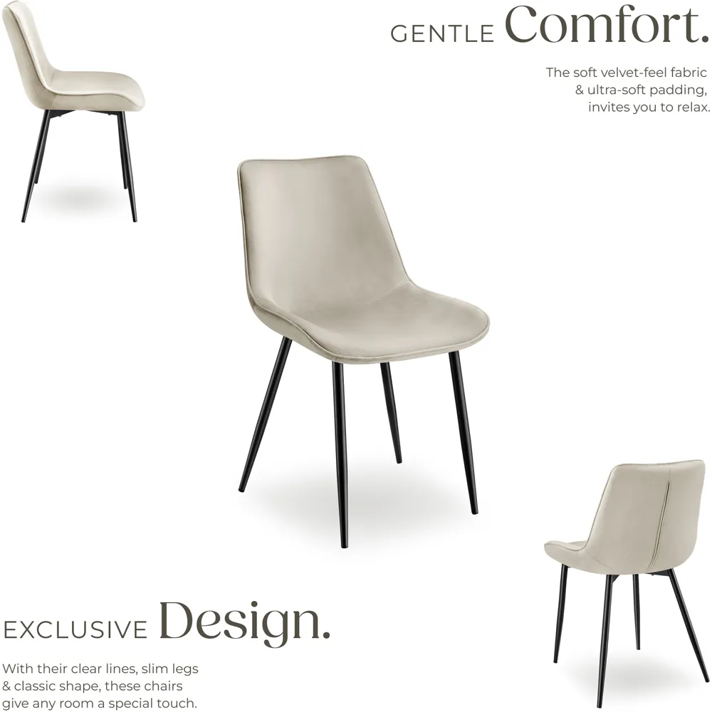 Monroe Set of 4 Padded Dining Chairs - Cream, Velvet