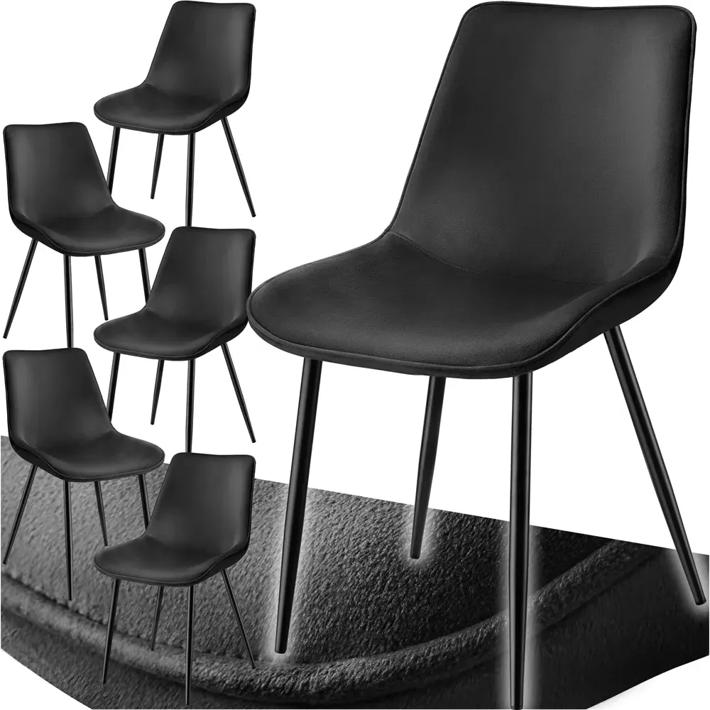 Monroe Set of 6 Dining Chairs - Black, Velvet