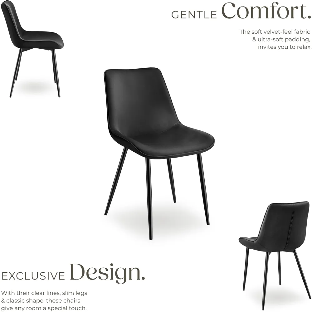 Monroe Set of 6 Dining Chairs - Black, Velvet