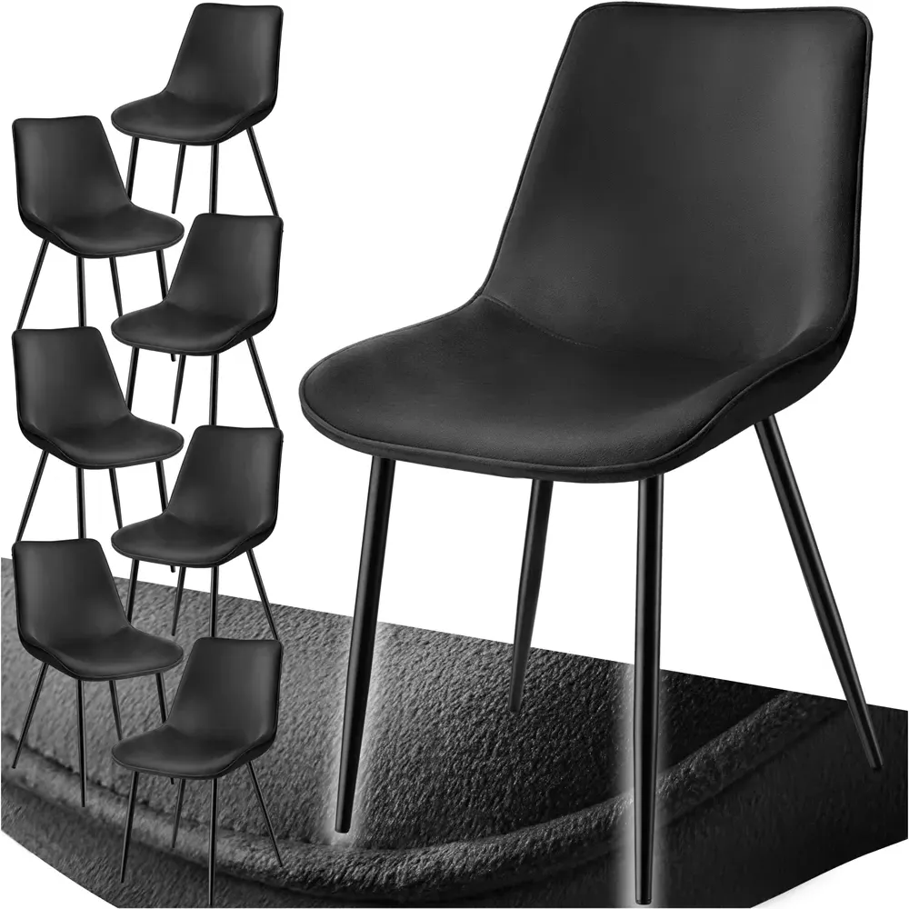 Monroe Set of 8 Dining Chairs - Black, Velvet