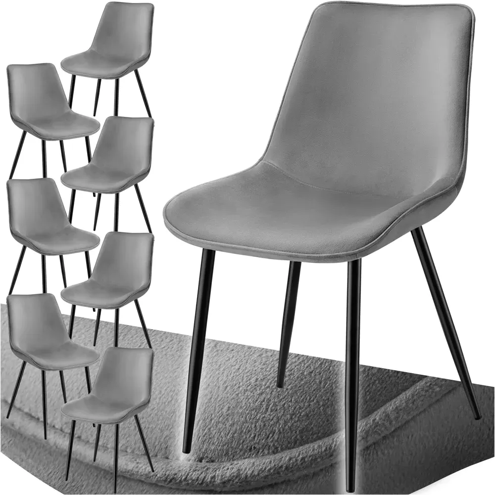 Monroe Set of 8 Dining Chairs - Grey, Velvet