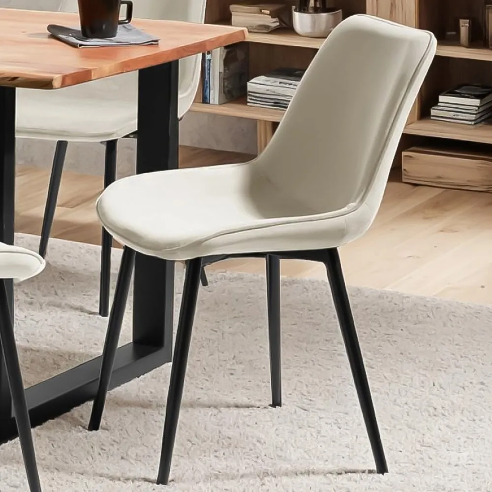 Monroe Set of 8 Padded Dining Chairs - Cream, Velvet