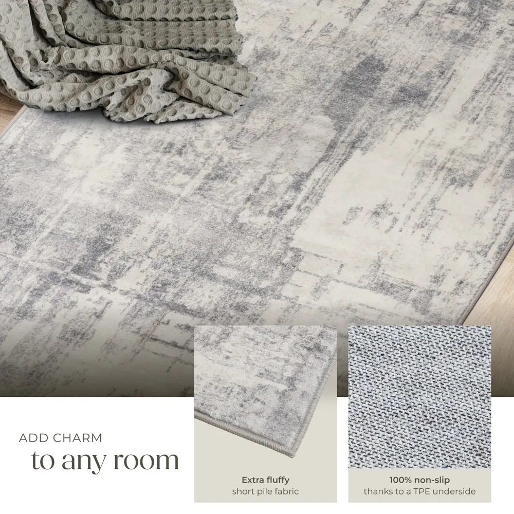 Nadira Non Slip Washable Rug - Cream