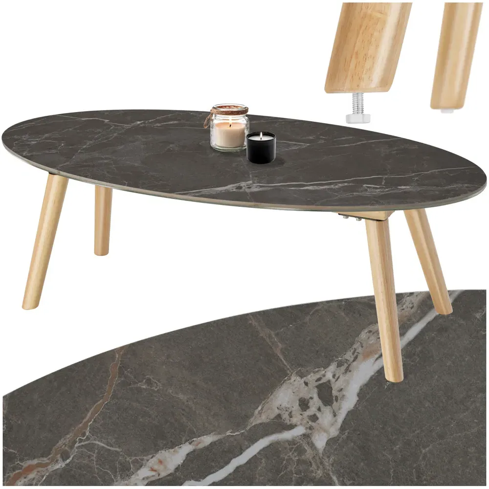 Nature Oval Coffee Table - Brown, Marble Effect