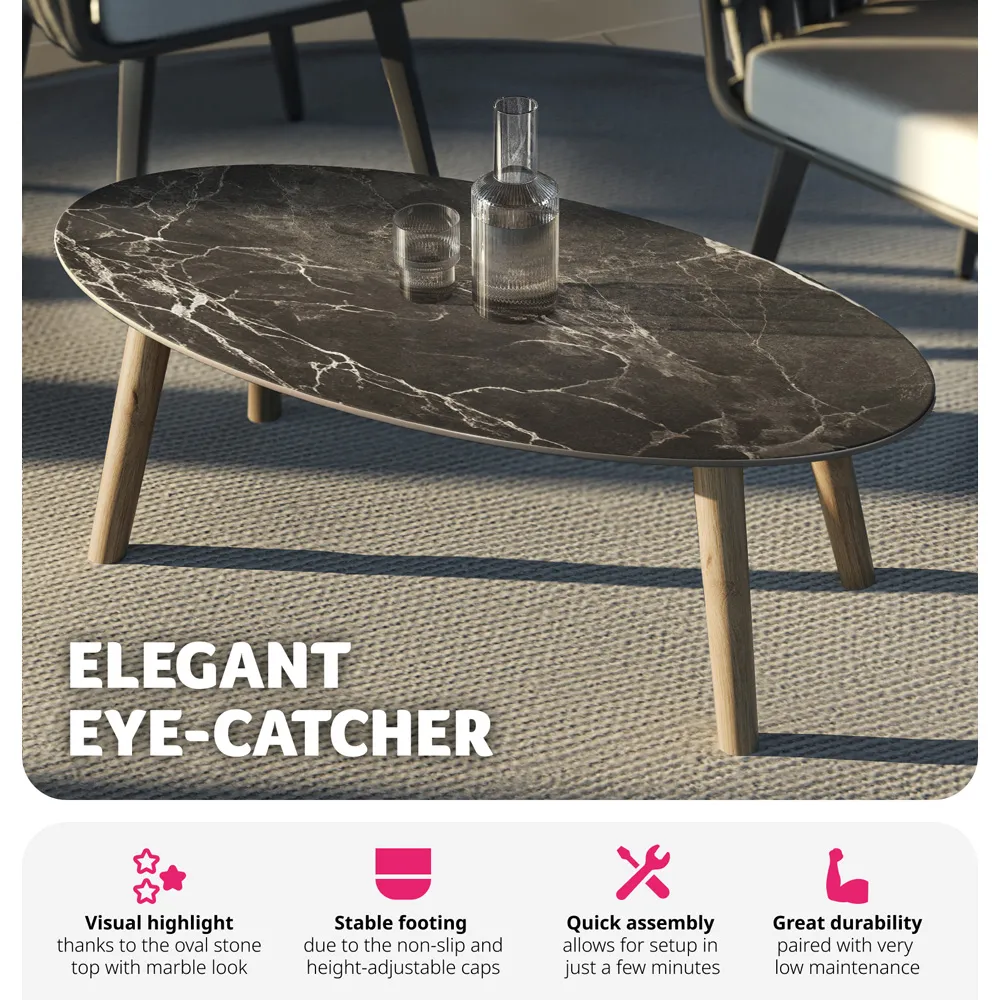 Nature Oval Coffee Table - Brown, Marble Effect