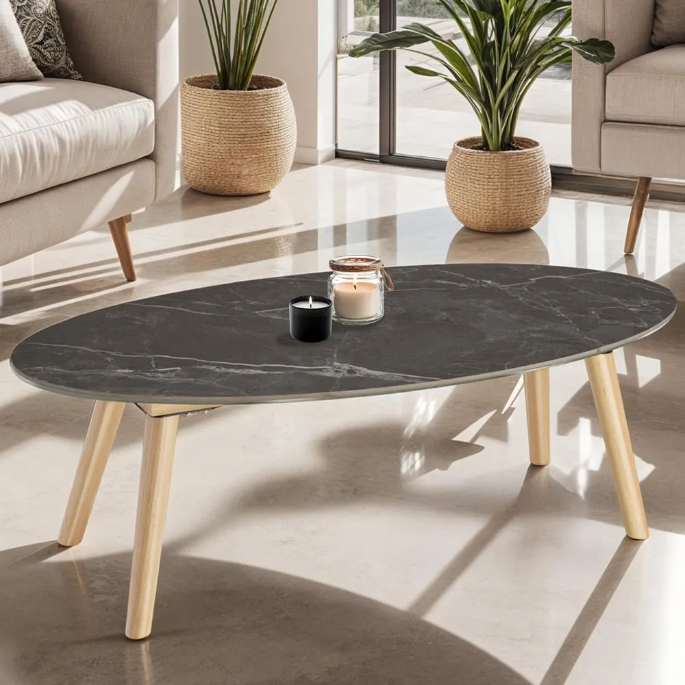 Nature Oval Coffee Table - Brown, Marble Effect image
