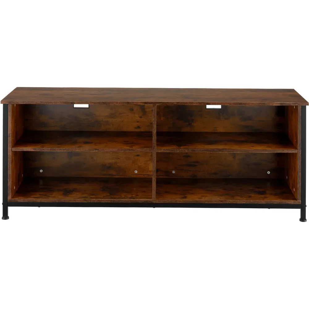 Navan 4 Shelf TV Unit with Cable Cutouts - Dark Rustic